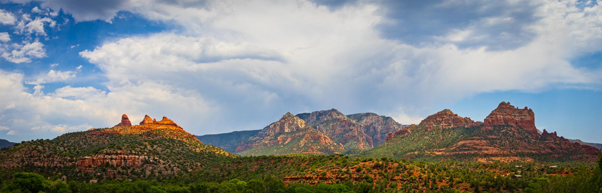 red mountains in the distance